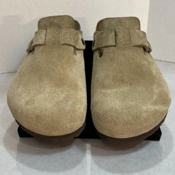 Birkenstock Boston Soft Footbed Suede Clogs Taupe EU 43 Regular